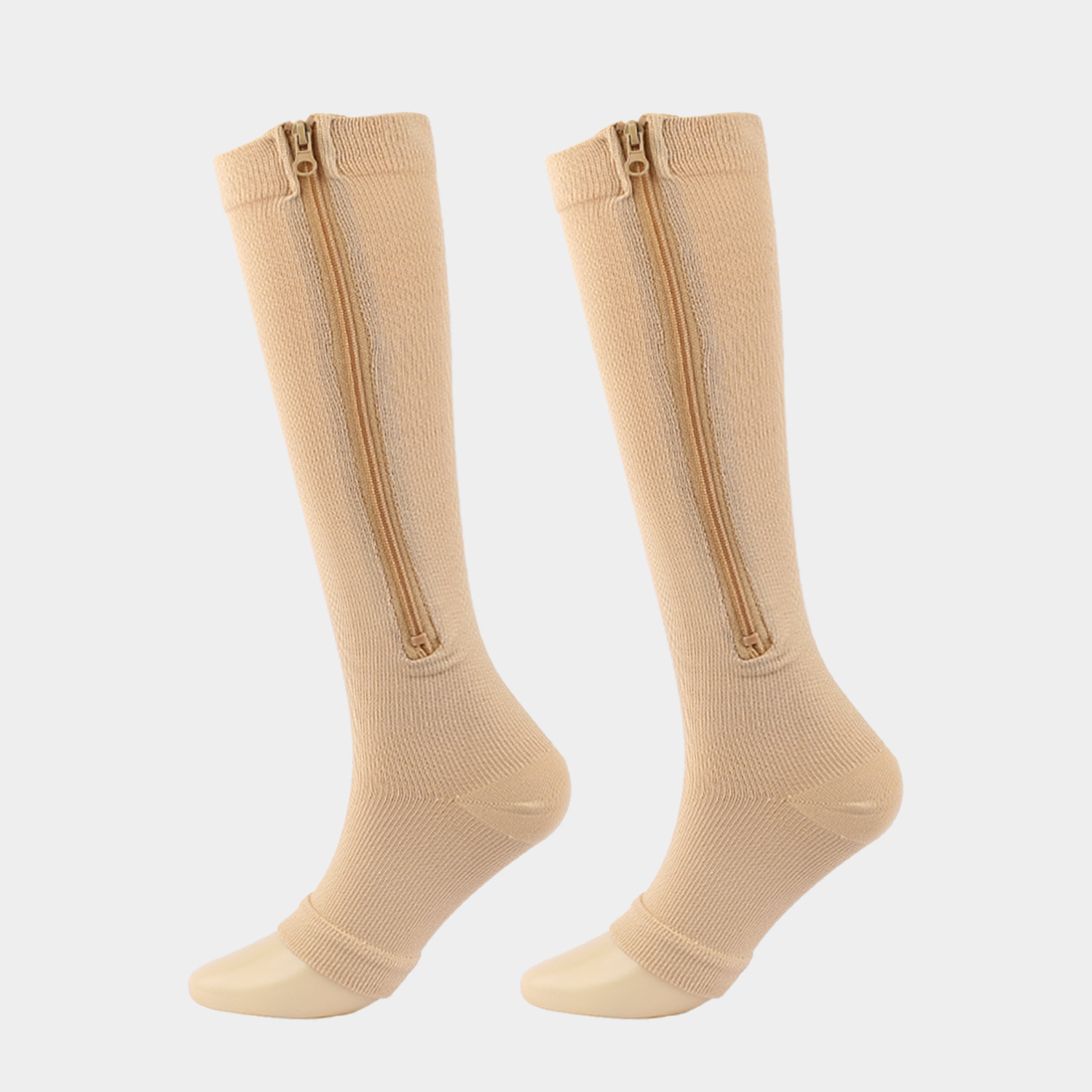 Sports Compression Zipper Socks | Venous Elasticity, Knit Fabric, Solid Color, Hand Wash Only, For Teenager, For Teenager