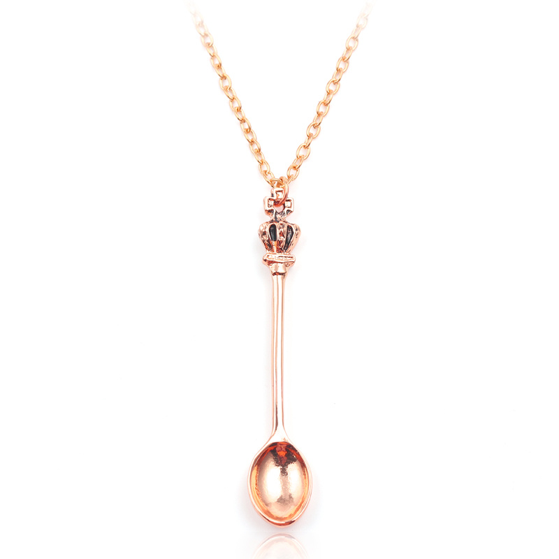 Creative Crown Mini Tea Spoon Pendant Necklace