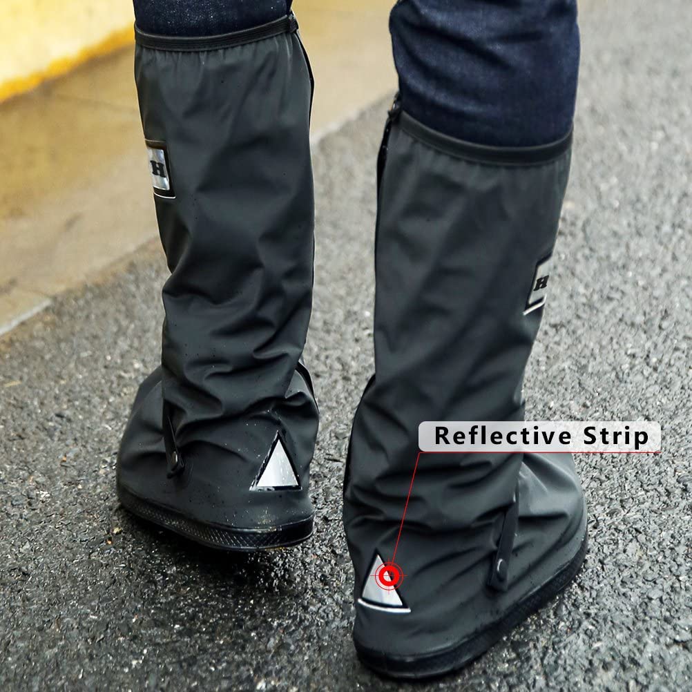 High Visibility Black Waterproof Rain Boot Covers Reflective Temu