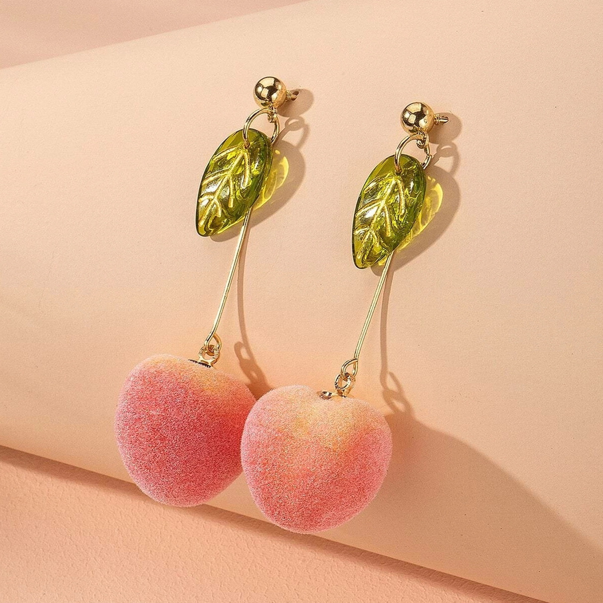 Cute Peach Temperament Long Drop Earrings Women Teens Charm - Temu