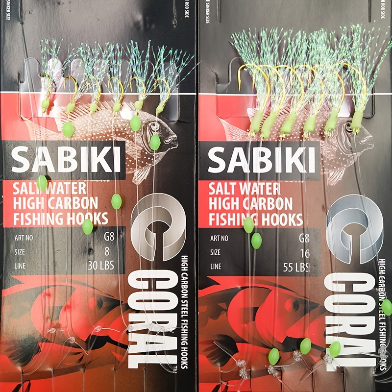 

Catch More Fish With Lunker Sabiki Bait Rigs - Saltwater High Carbon Hooks With Luminous Glow Beads