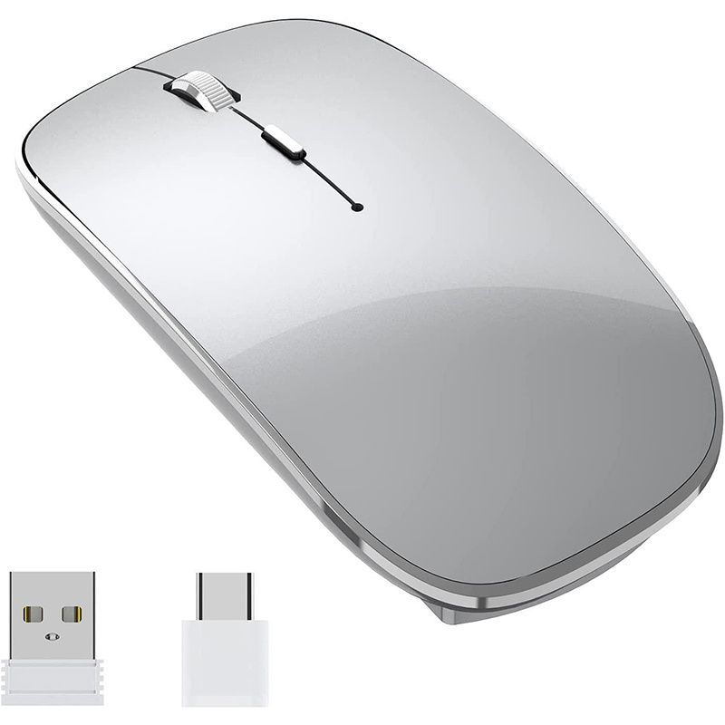  Ratón inalámbrico: Ratón Bluetooth para portátil BT 5.0/3.0  inalámbrico 2.4G Ratón óptico silencioso con receptor USB 3 DPI ajustable  para MacBook Laptop PC Tablet (negro) : Electrónica