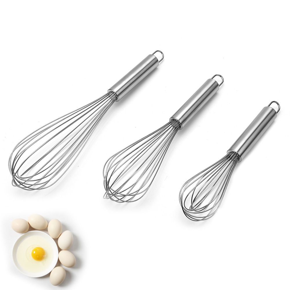ESSBES Stainless Steel Wooden Handle Whisk - Home Kitchen Whisk Multi Function Hand Whisk Non Stick Balloon Whisk Easy to Clean Suitable for Home