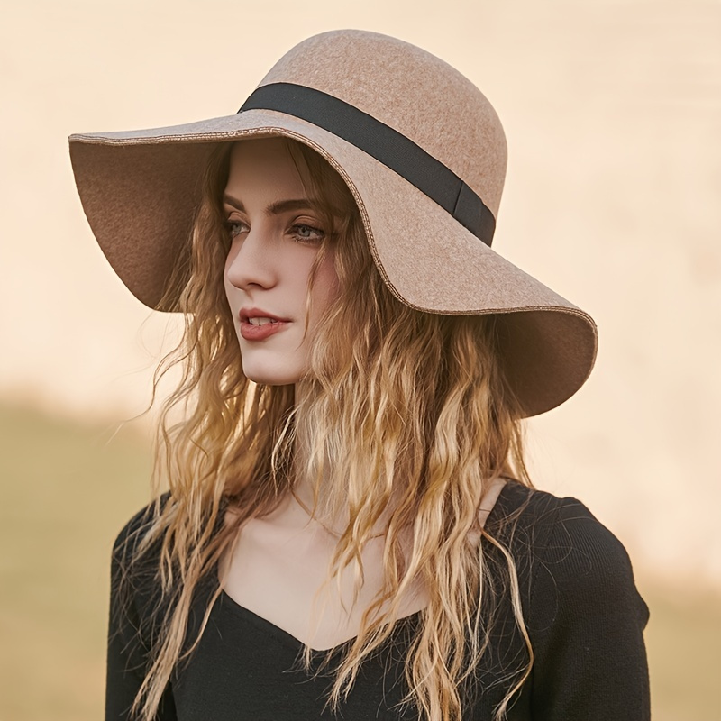 Winter Solid Color Hat Fedoras Boho Hat For Women Elegant Outdoor Hat