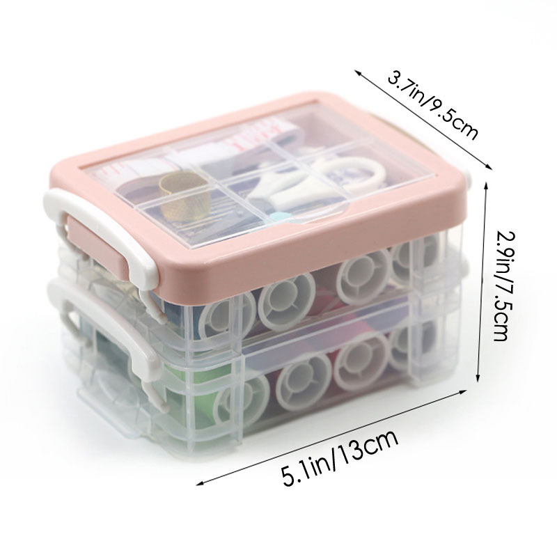 Sewing Box Organizer Travel Sewing Kit For Adults Portable Two Layer Sewing  Threads Box Transparent Empty Sewing Reel Box Kit - AliExpress