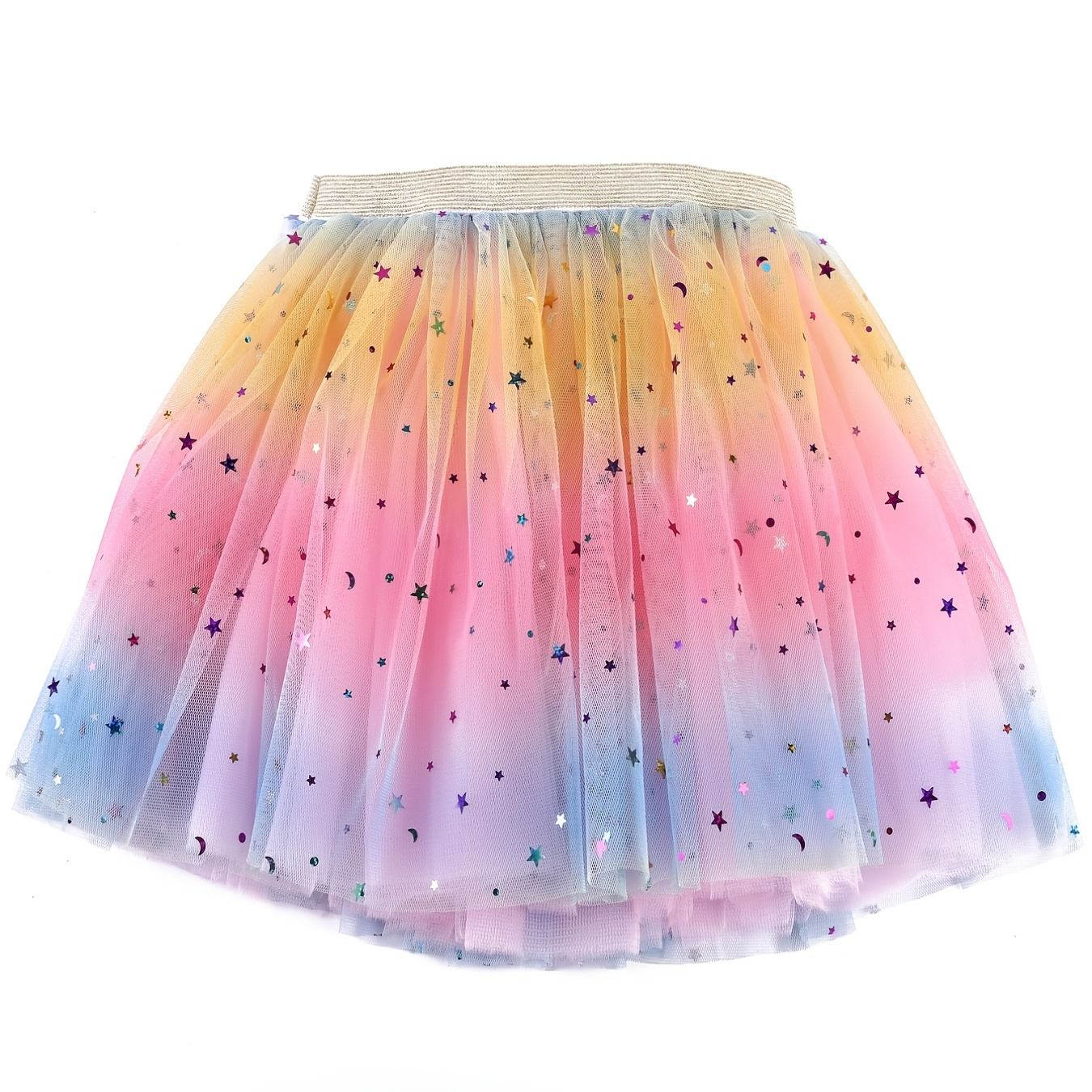 

Girls Princess Sequins Star Rainbow Tulle Tutu Skirt For Party Ballet Performance Kids Clothes