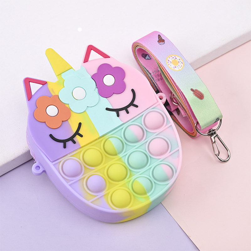 Bolso Pop Pequeño, Monedero Pop Unicornio para Niña y Mujer Bolsa Pop con  Juguete Pop Unicornio, Bolso Bandolera Mochila Juguete para TDAH Ansiedad  Mochila Escolar Bolsa de Silicona Pop para Niñas JM