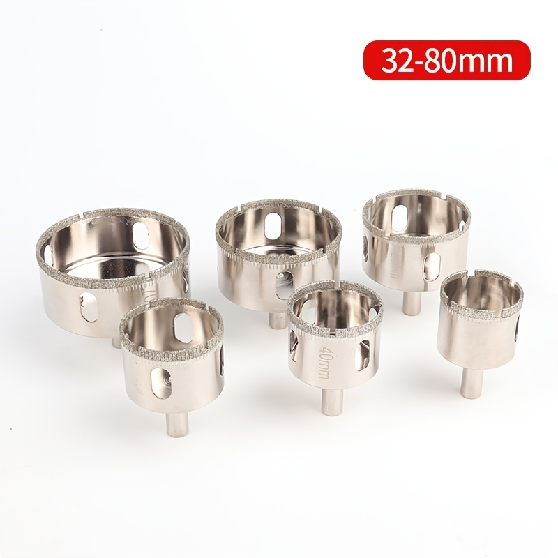 1pc Diamond Coated Drill Bit Set, Tile Marble 32-80mm Glass Ceramic Hole Saw Drilling Bits For Power Tools