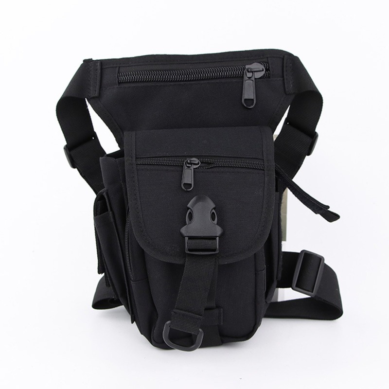 Image of Zishu Cycling Leg Bag, Black Nylon Waist Pouch With Multiple Compartments, Zippered Sports & Storage Pack For Men And Women, Adjustable Strap, Durable And Stylish Design, Cycling Accessorie