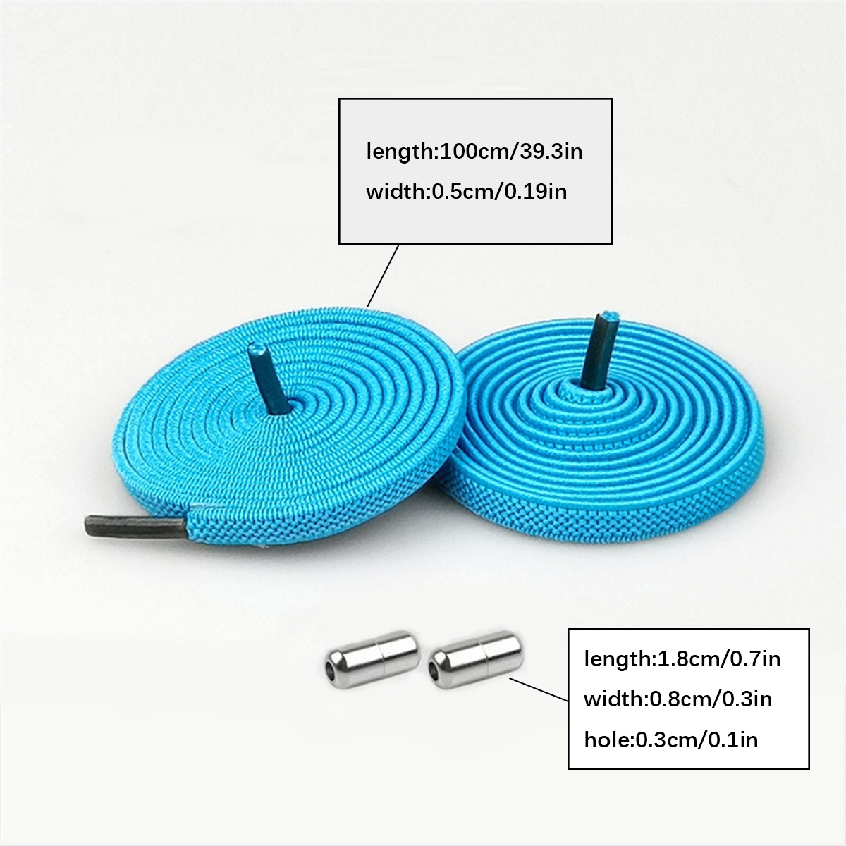 Elastic No-Tie Sneaker Laces with Metal Lock - Quick-Lock Twist Rope Design, Light Blue & White, Comfortable for Casual & Sports Footwear, Casual Footwear, Sleek Shoe Design, Secure Fit Footwear