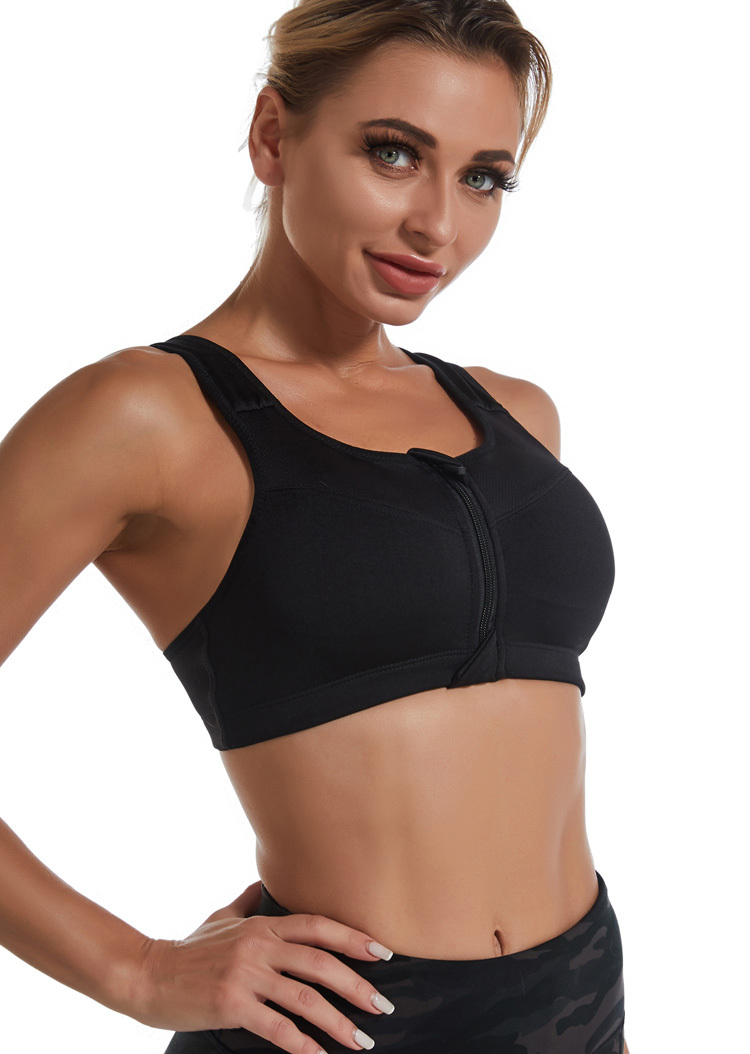 Women's Activewear: Solid Sports Bra Zipped Quick drying - Temu