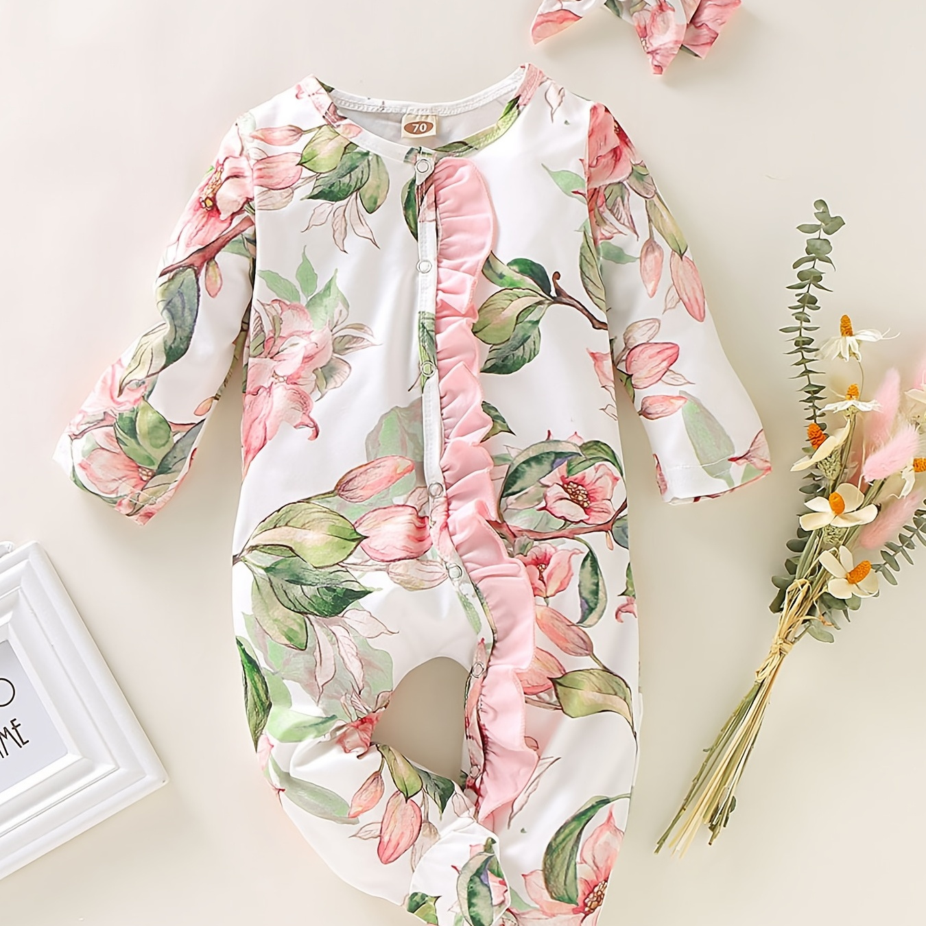 

Infant Girl Cute Floral Romper & Jumpsuit - Long Sleeve Onesie Baby Clothes