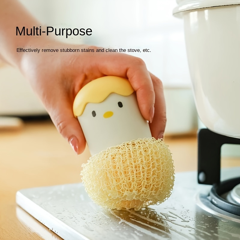 1pc Home Kitchen Dishwashing Cleaning Brush With Tough Pet Fibers And Soap  Dispenser, Can Be Used For Cleaning Stove, Countertops, Pots And Pans, No  Shedding