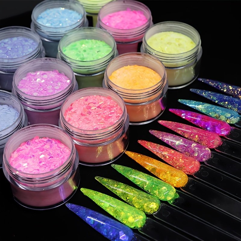 

Bottled Nail Art Carving Powder Acrylic Crystal Powder With Sequins Extend Carving Nail Decoration