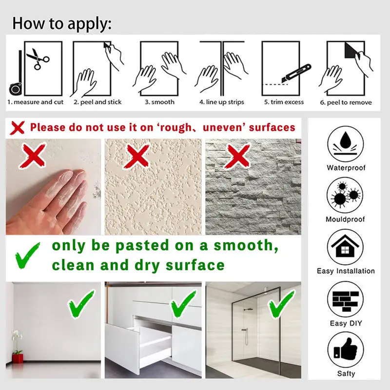1pc Marble Contact Paper Home Decorations Self Adhesive Wallpaper For Cabinet Table Chair Room Background Renovation