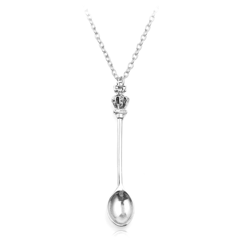 Creative Crown Mini Tea Spoon Pendant Necklace