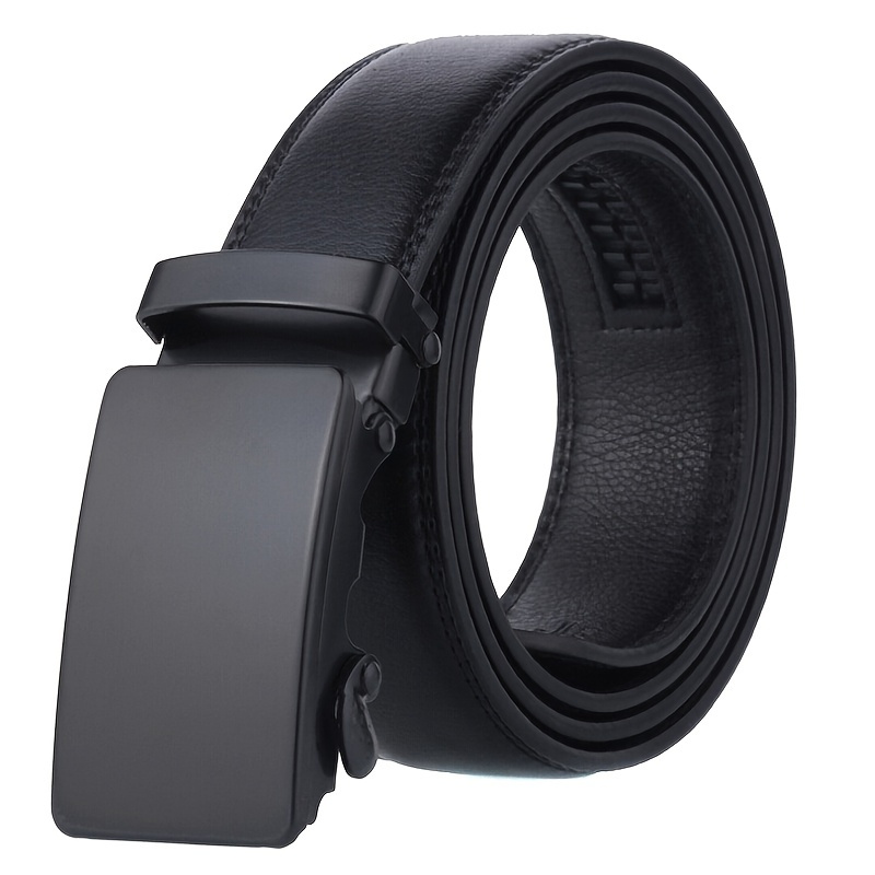 Men's Black Automatic Slider Business Casual Leather Belt | Check Out ...