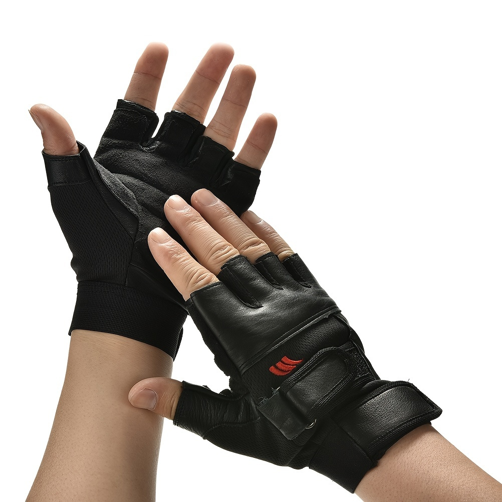 

Men's Black Pu Leather Gym Gloves: Perfect For Fitness & Training - Wrist Wrap Included!