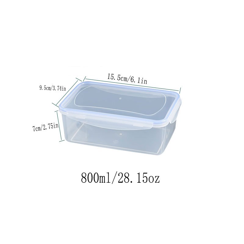 4pcs Airtight Rectangular Food Storage Container, Refrigerator Rectangular  Fresh-keeping Boxes, Microwave Heat-resistant Plastic Lunch Box, Meal Box