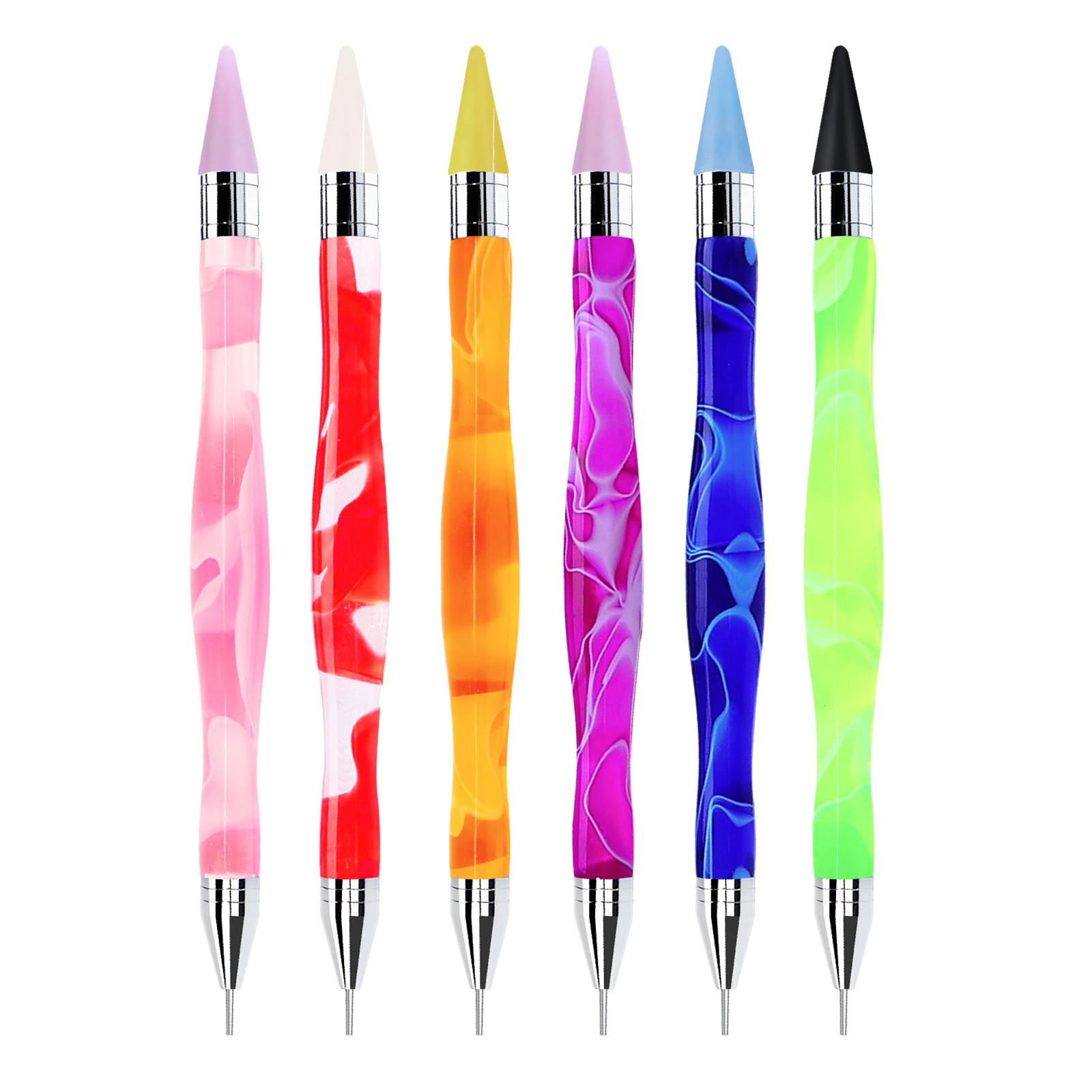 Rhinestone Picker Wax Pen Pencil Dual Ended Crystal Diamond Pickup Painting  Pen Nail Art Decoration Dotting Tool (2pcs)