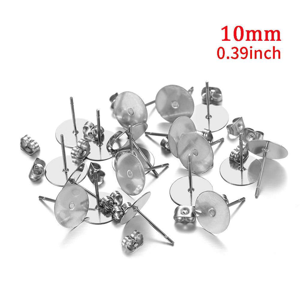 200pcs Stainless Steel Blank Pad Flat Earring Post Studs Base Pins