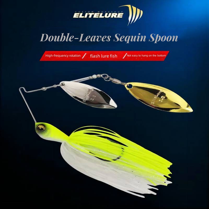 EliteLure CF-S 10g/14g Fishing Spinnerbait Double-Leaves Sequin