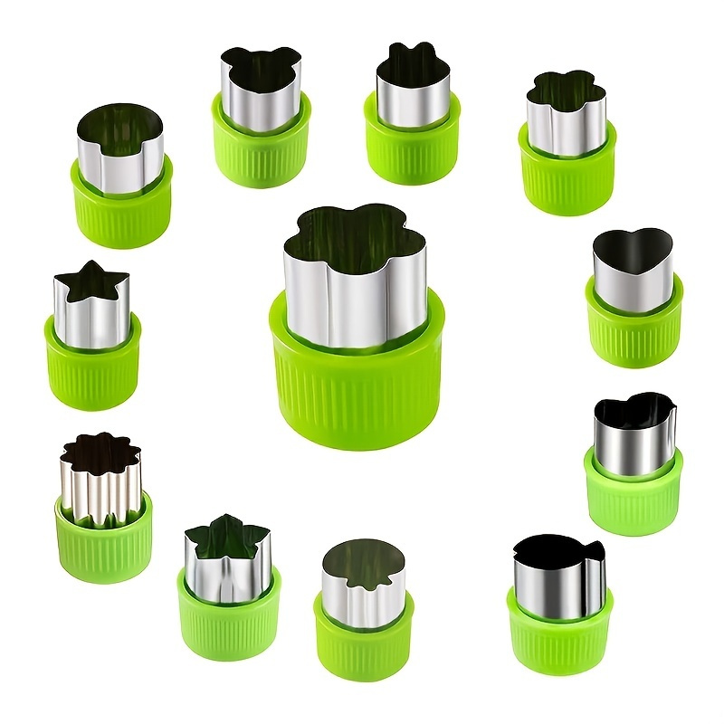  LENK Vegetable Cutter Shapes Set,Mini Pie,Fruit and Cookie  Stamps Cutters,Cookie Cutter Decorative Food,for Kids Baking and Food  Supplement Tools Accessories Crafts for Kitchen,Green,9 Pcs: Home & Kitchen