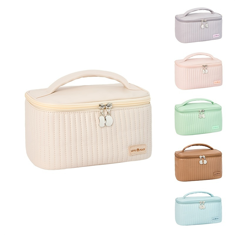 Zipper Cosmetic Bag Simple Pu Leather Travel Toiletry Bag Versatile Portable  Makeup Bag, Today's Best Daily Deals