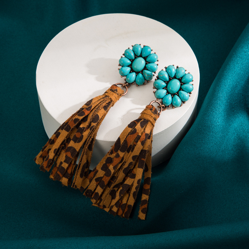 Leopard tassel deals earrings