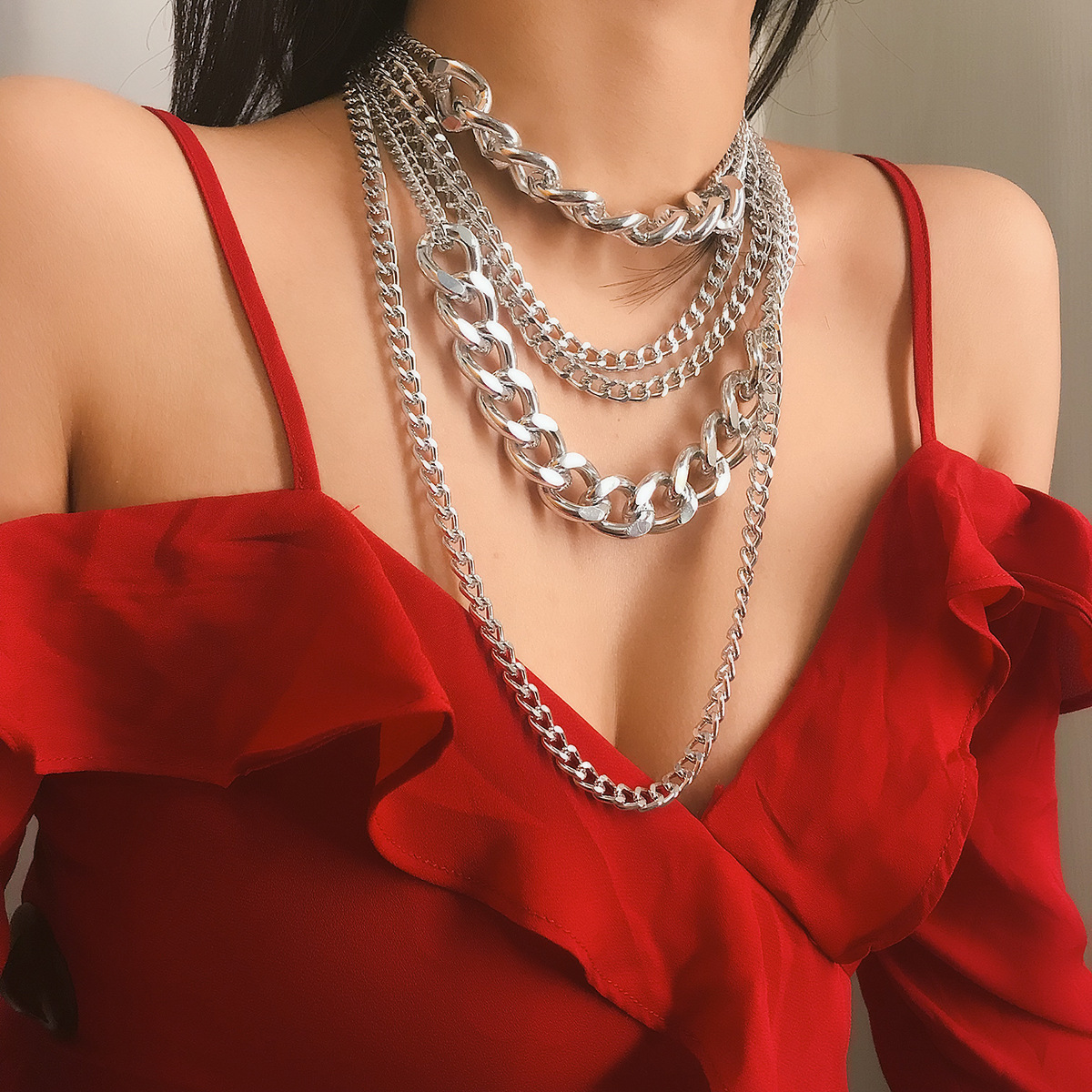 Exaggerated Tassel Punk Chain Necklace
