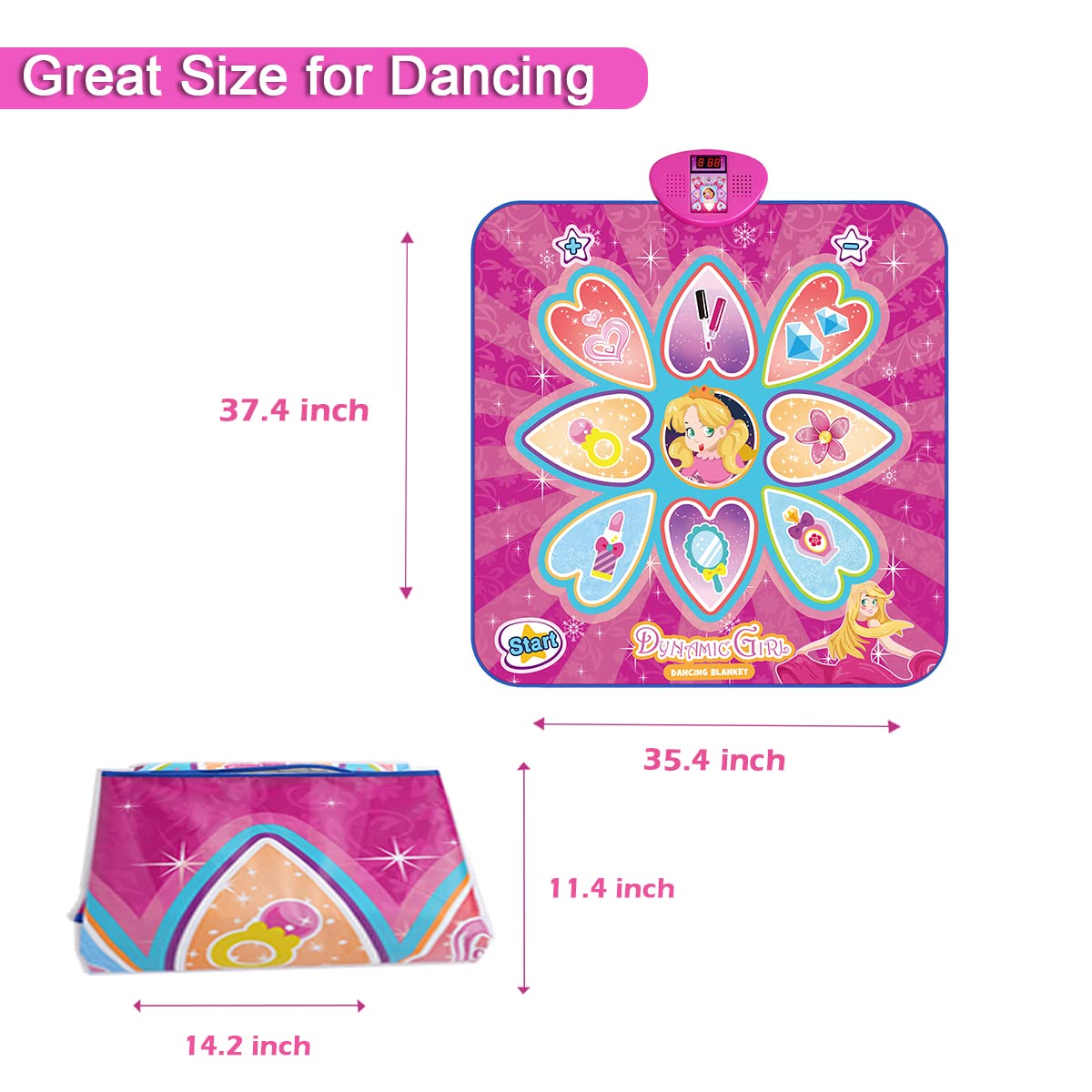 Dropship Dance Mat - Dance Mixer Rhythm Step Play Mat - Dance Game Toy Gift  For Kids Girls Boys - Dance Pad With LED Lights; Adjustable Volume;  Built-in Music; Challenge Levels to