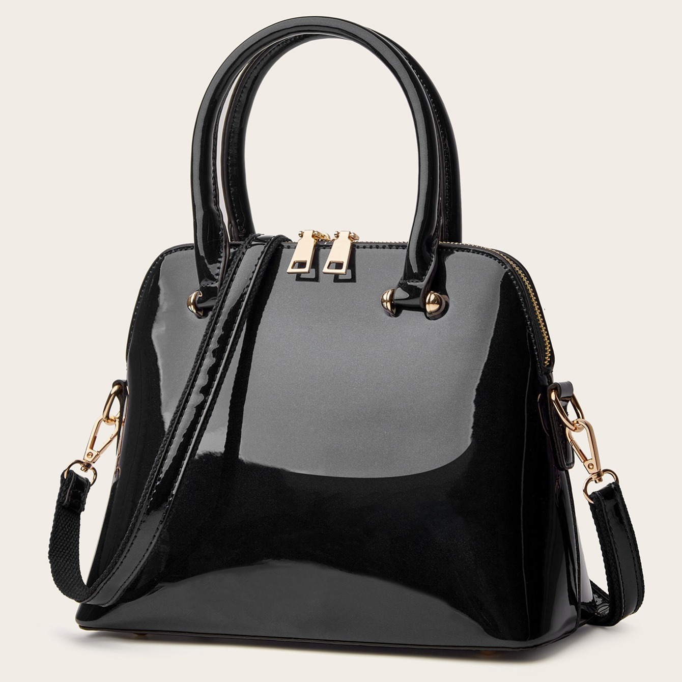 LJOSEIND Shiny Patent Leather Handbags Shoulder Bags Fashion Satchel Purses Top Handle Bags for Women