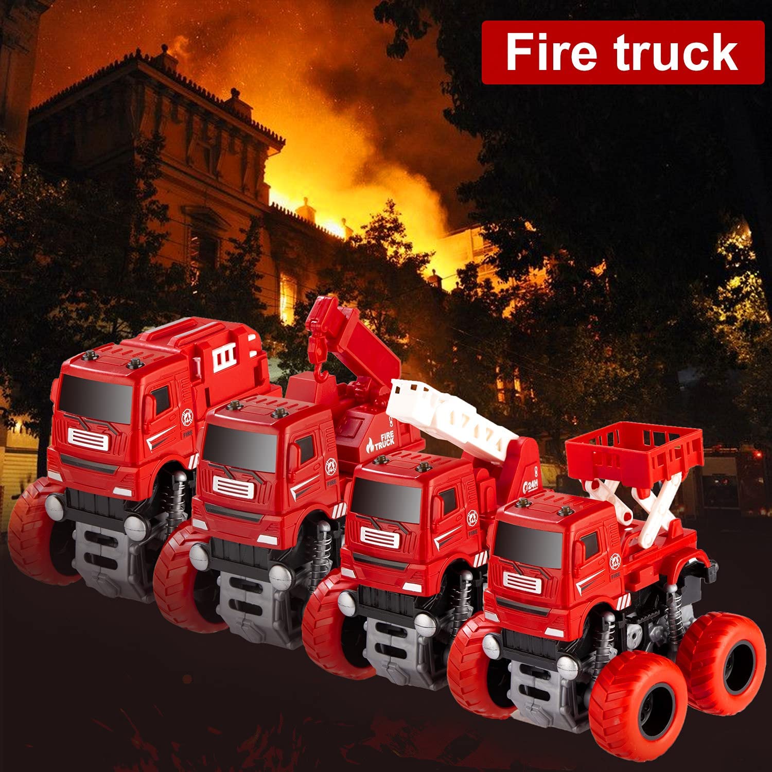 消防車モンスタートラックおもちゃ 4x4 車 3～9 歳の男の子用 1 個