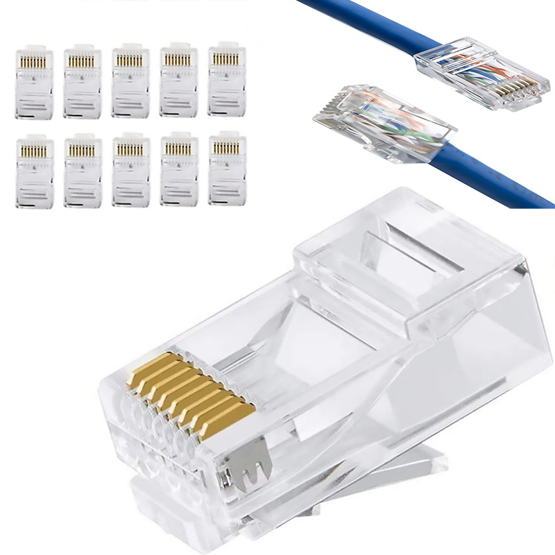 Cat6 RJ45 Ends, Connettore Cat6, Connettore RJ45 Cat6 / Cat5e, Connettori  di Crimpatura per Cavo Ethernet UTP per Cavo Solido e Standard