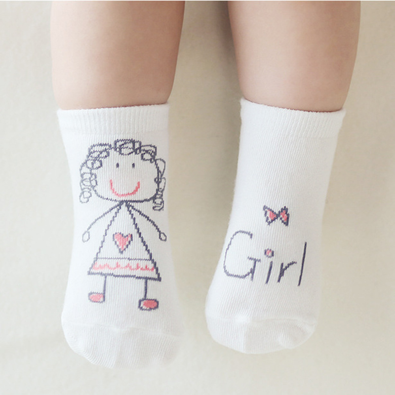 Image of Cartoon Socks - Non-slip, Soft Polyester & Spandex Blend, Floor Socks For Kids, Design With Heart & Star , Kids' Socks | Sock Design | Knit Texture