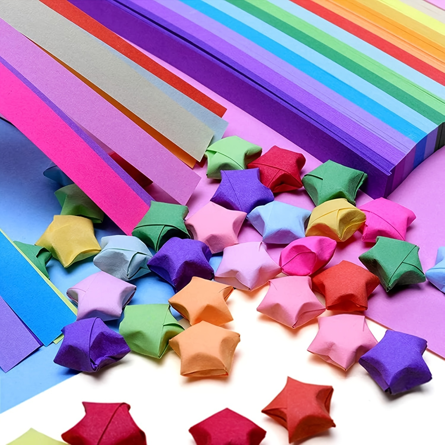 Origami Star Paper Strips Fold Lucky Star Paper Diy Homemade