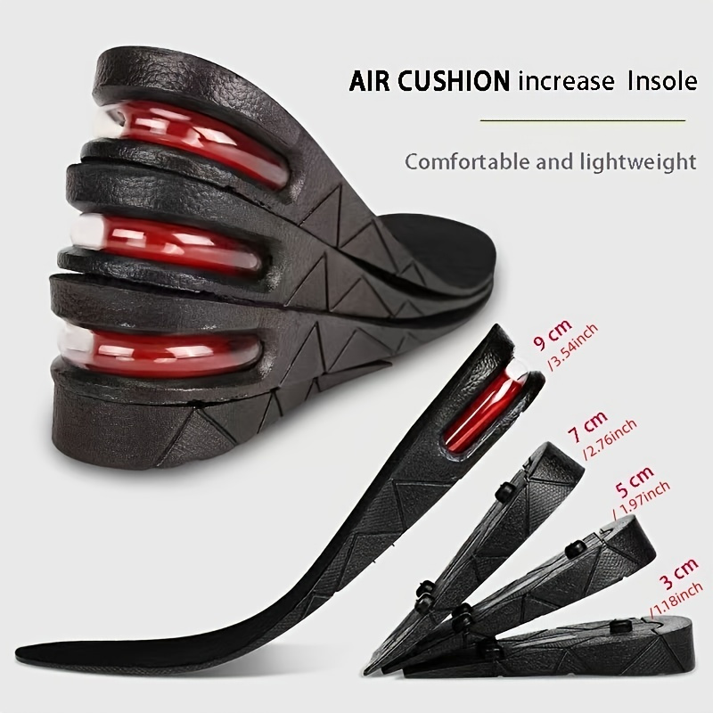 

Boost Your Height Instantly With 1pc Invisible Height Increasing Insole - Adjustable Shoe Heel Insole With Air Cushion For Variable Taller Support Foot Pad (1.18-3.54inch/3-9cm)