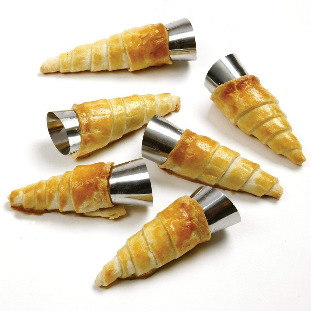 5pcs stainless steel cream horn molds cannoli forms non stick danish pastry filling tube baking molds for croissant shell cream roll puff   baking supplies kitchen gadgets kitchen items details 3