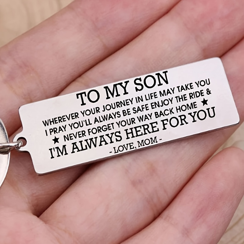 A Special Birthday Gift for Your Son: A Heartfelt Message of Love from Mom - Engraved Metal Keychain