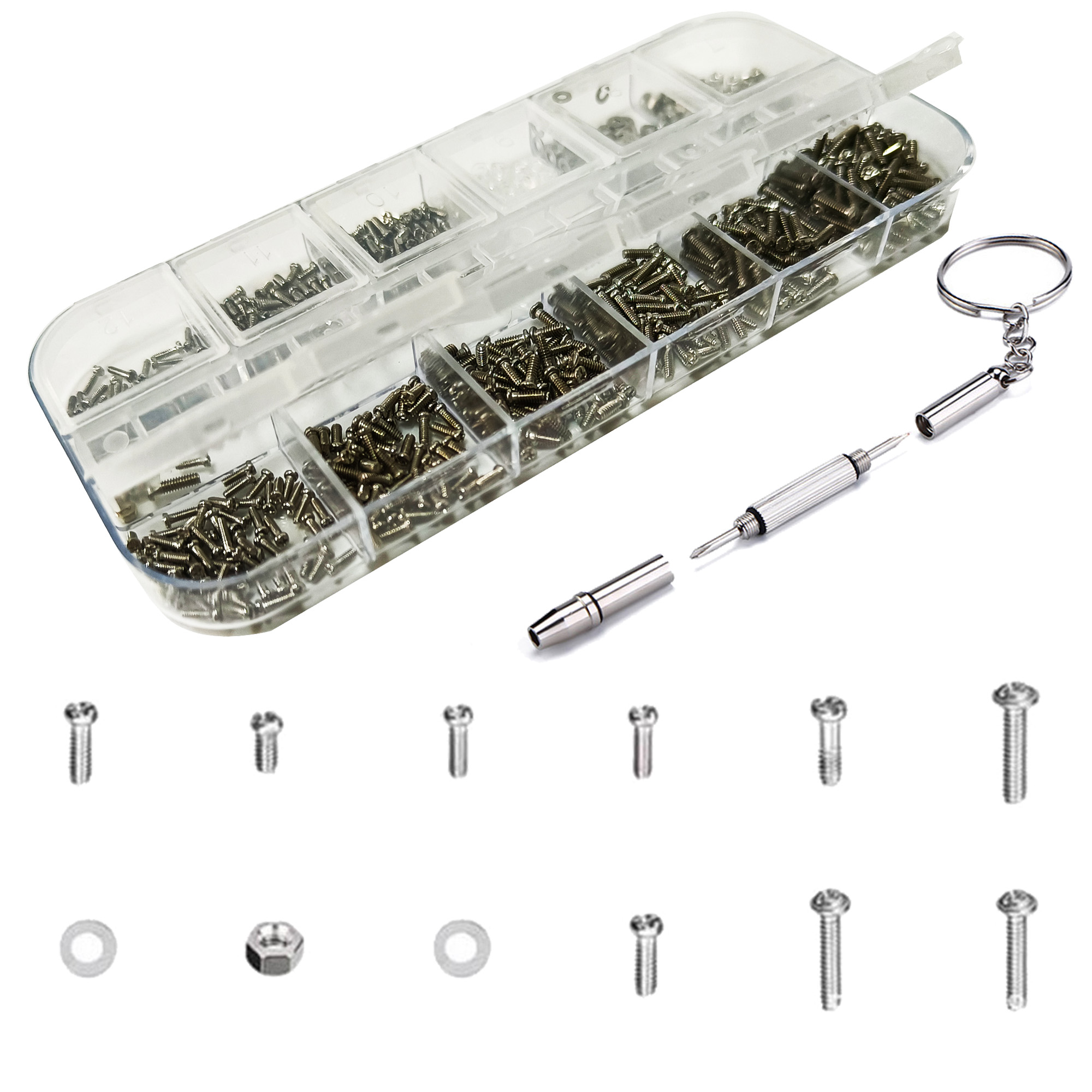  Miskall Kit de tornillos de reparación de gafas, reloj de gafas  de sol para reparación de tornillos, tuercas y juegos de herramientas :  Salud y Hogar