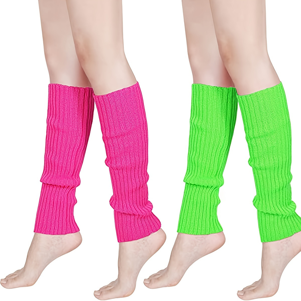 LEG WARMERS Knitted Womens Costume Neon Fluro Dance Party Knit 80s  Legwarmers