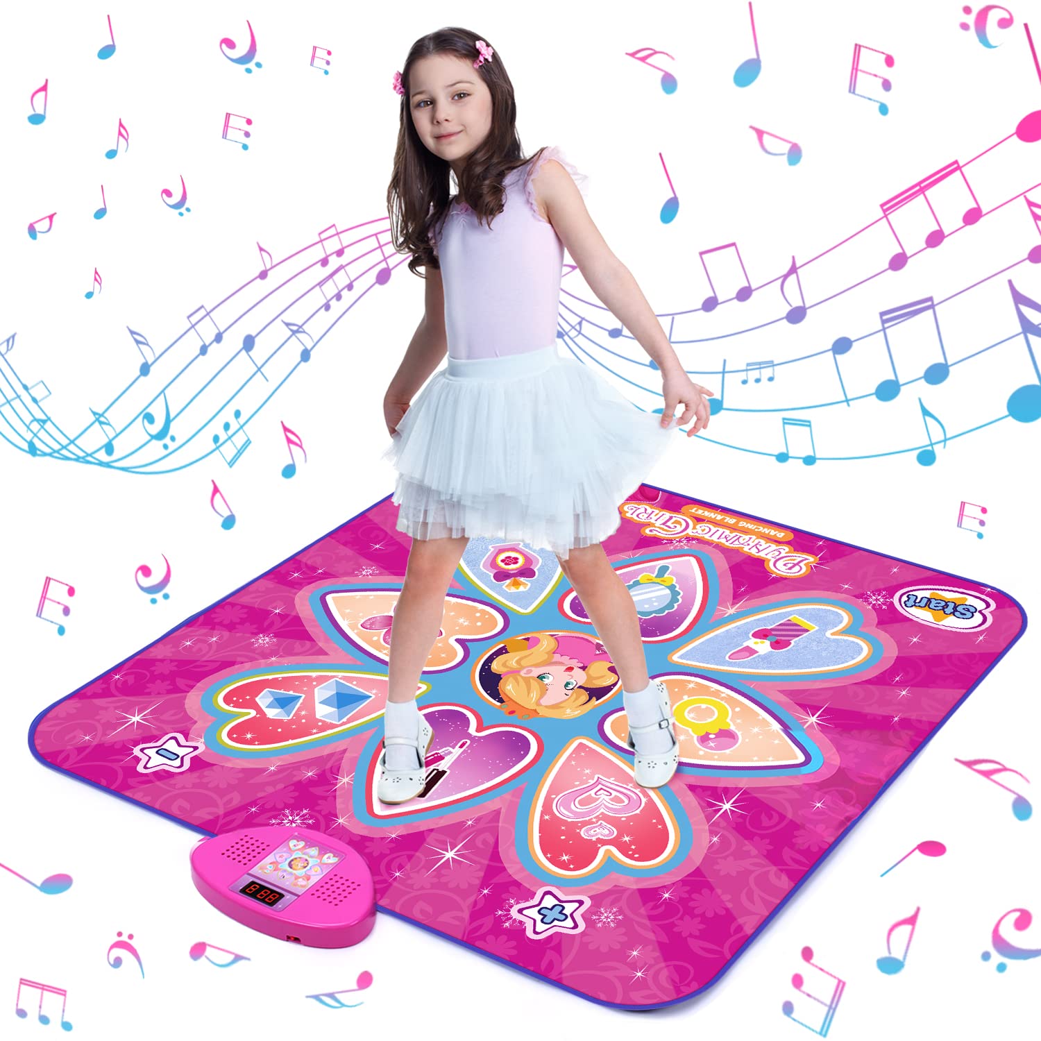 GirlsHome Dance Mat for Kids, Light Up LED Dance Pad with 5 Game Modes,  Built-in Music, Touch Sensitive Kids Musical Mat, Dance Floor Mat Unicorn  Toys