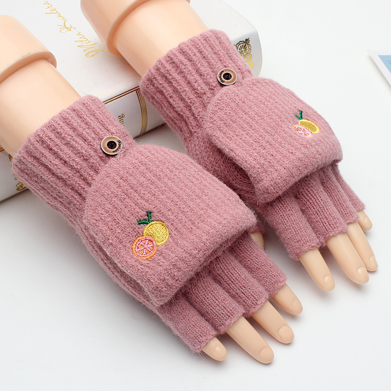 Warm Female Winter Open Finger Cartoon Embroidered Cherry Warm Work Writing  Gloves - China Cotton Gloves and Warm Gloves price