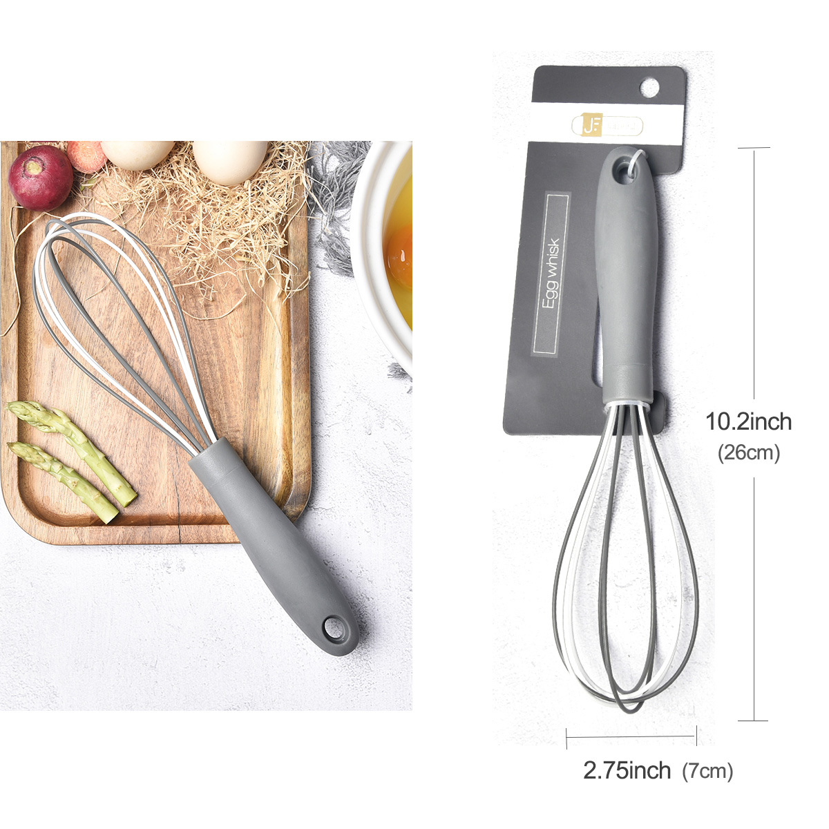 Promotion!Kitchen Silicone Whisk Mini Wire Whisk Wooden Handle & Silicone  Non-Stick Coating Hand Egg Mixer 