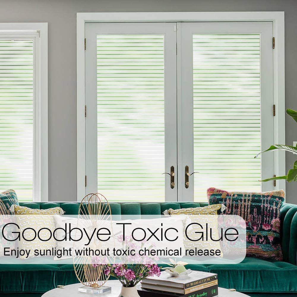 Stripe Pattern Frosted Window Film, Static Cling, Decorative Glass Film