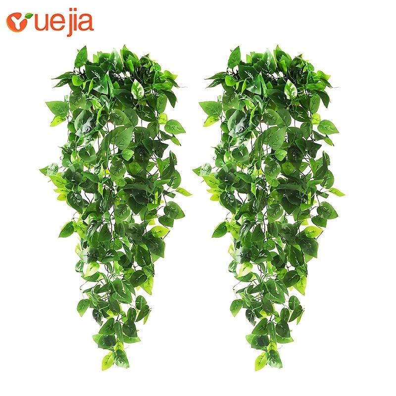 2pcs Premium Oxidation Resistance Artificial Flower, Artificial Hanging Plants 3.6ft Fake Ivy Vine Fake Ivy Leaves For Wall House Room Patio Indoor Outdoor Decor (No Baskets)