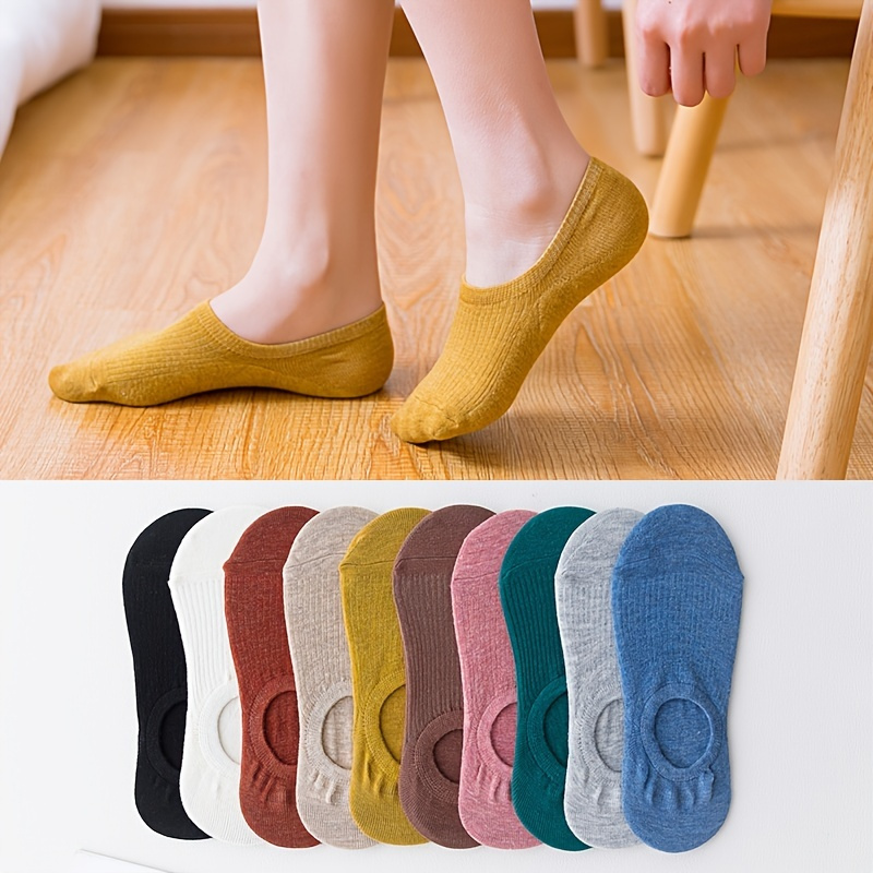 [5 Pairs] Cute Invisible Non-slip Boat Socks, Soft & Lightweight Breathable Boat Socks, Women's Stockings & Hosiery