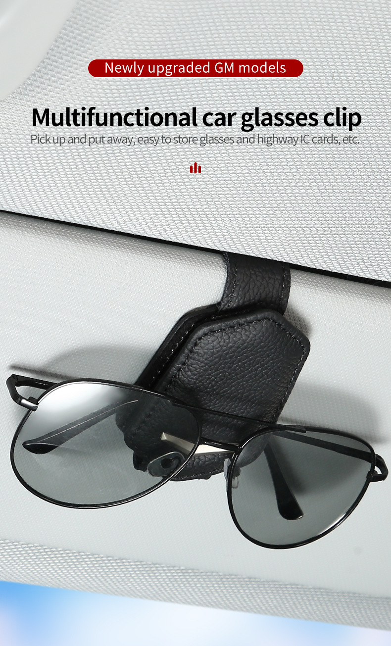 Car Glasses Clip Leather Car Visor Sunglasses Clip Ticket Temu