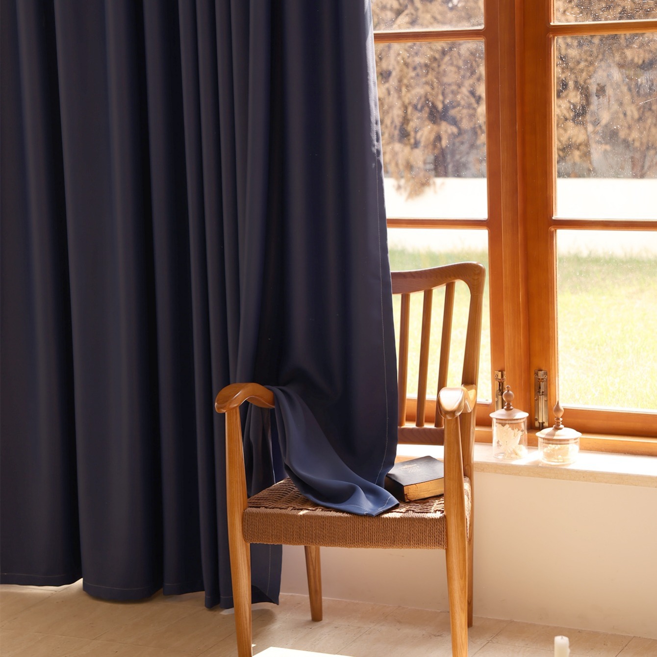 High Precision Dark Blue Blackout Curtain For Living Room - Temu