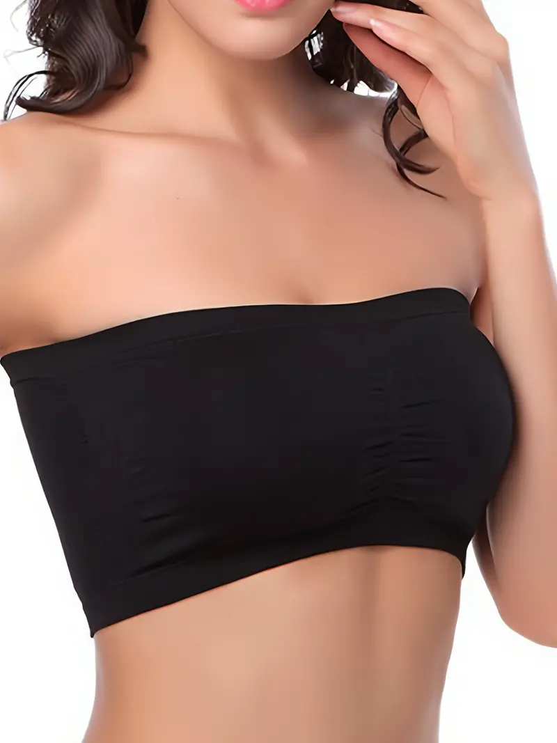 Women's Breathable Wrap Chest Strapless Bras Solid Seamless - Temu Canada